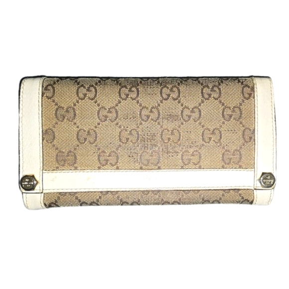 Vintage Gucci Beige and White Women's GG Monogram Long Wallet - Picture 1 of 6